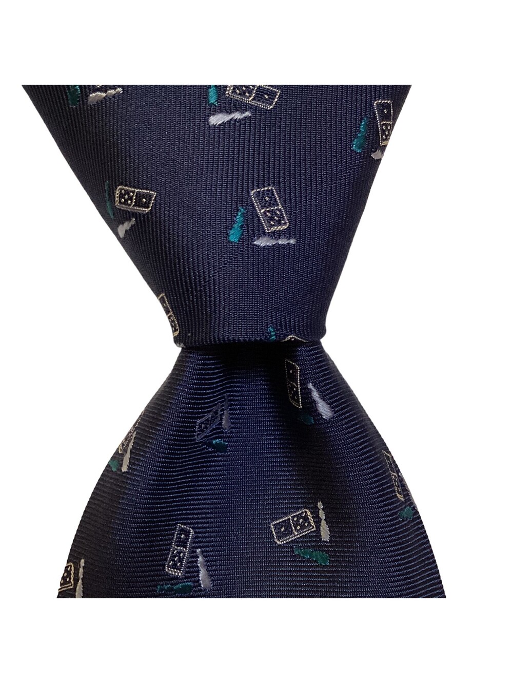 ROBERT TALBOTT Studio Men's Silk Necktie USA Designer DOMINOES BOWLING Blue GUC